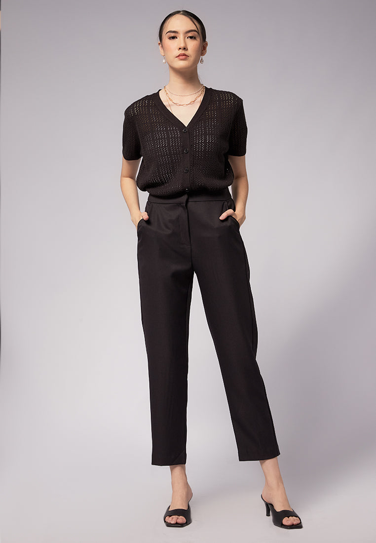 Tapered Pants with Slit Hem