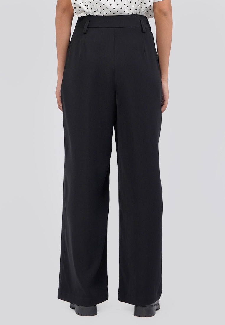 Pleated Wide Leg Pants Black