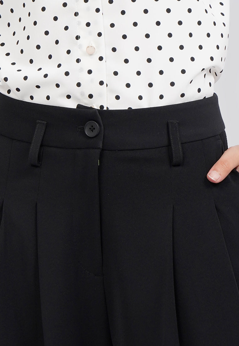 Pleated Wide Leg Pants Black