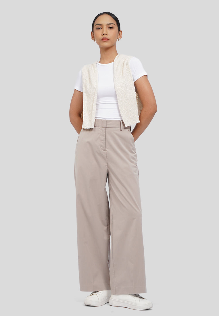 High Waist Wide Leg Pants Taupe