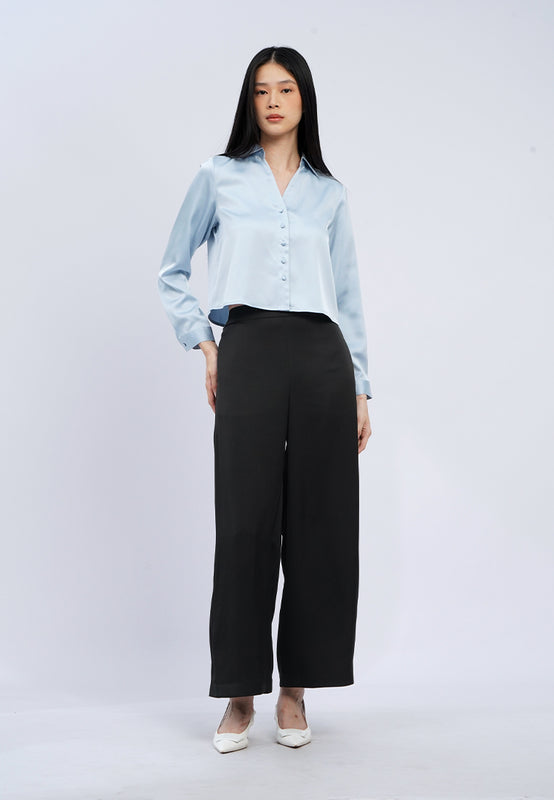 High Waist Satin Wide Leg Pants