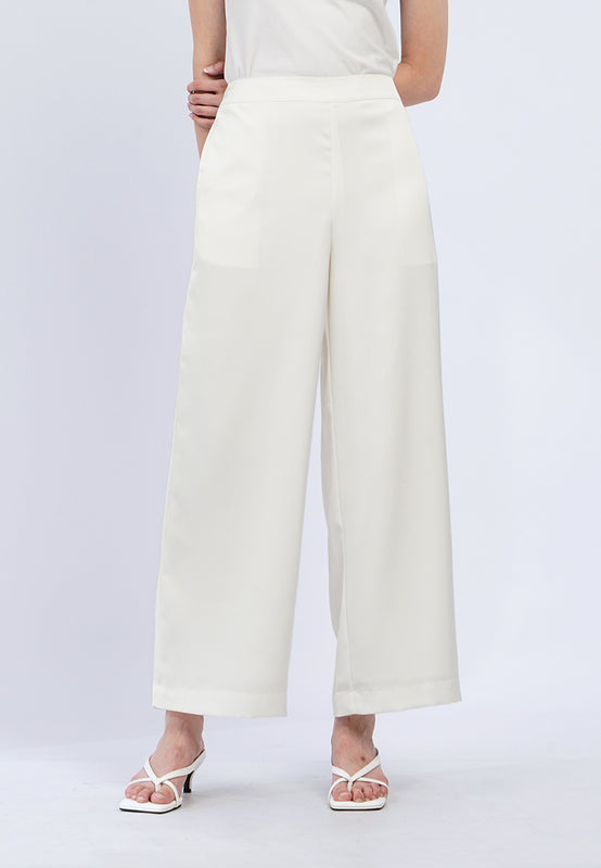 High Waist Satin Wide Leg Pants