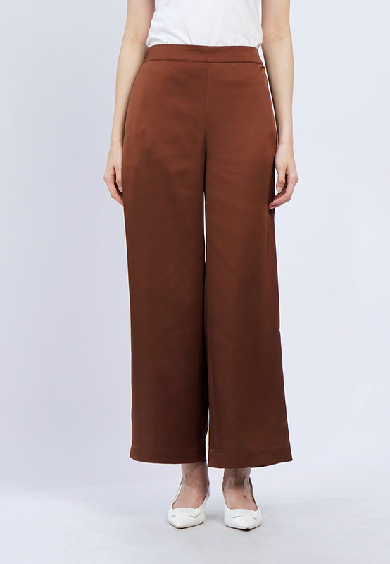 High Waist Satin Wide Leg Pants