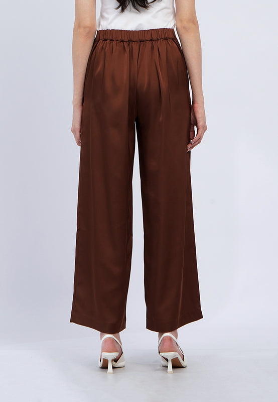 High Waist Satin Wide Leg Pants
