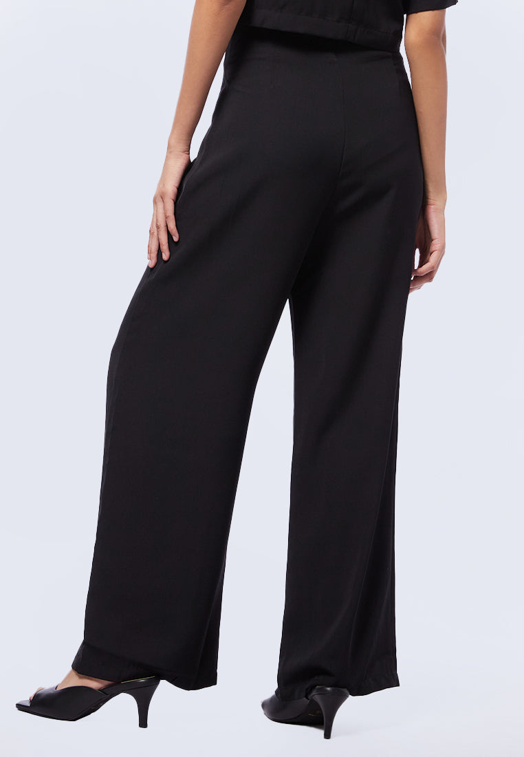 Wide Leg Pants with Button Details