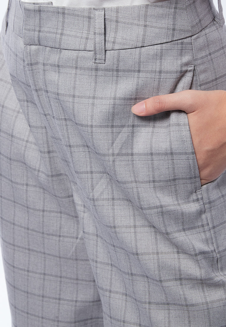 Wide Leg Checked Trousers