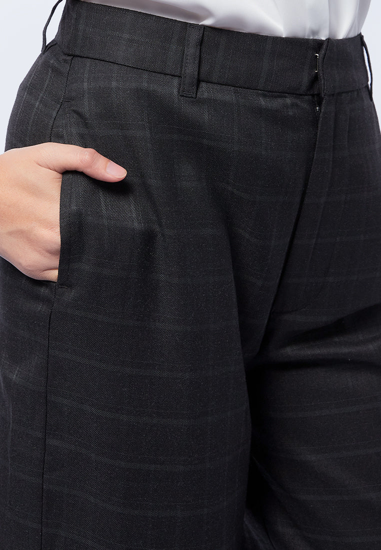 Wide Leg Checked Trousers
