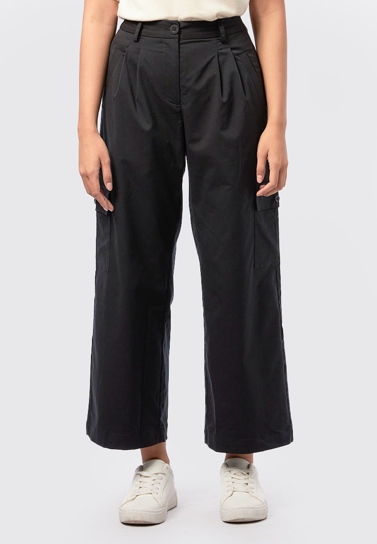 Straight Leg Cargo Pants Black