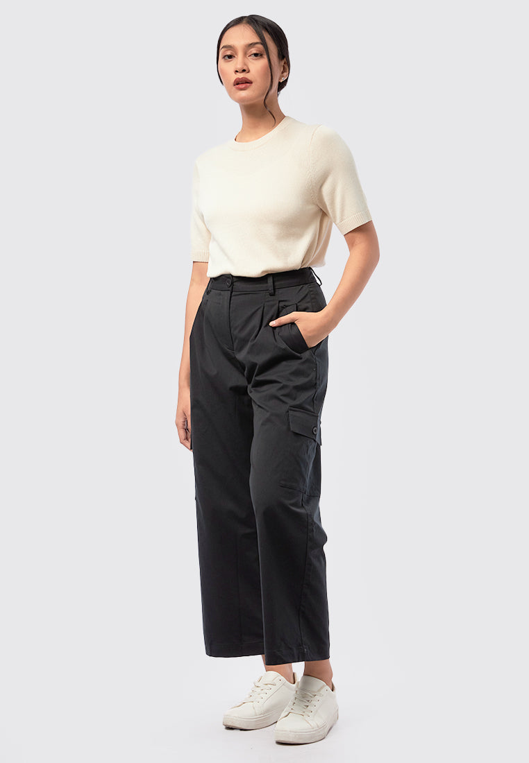 Straight Leg Cargo Pants Black