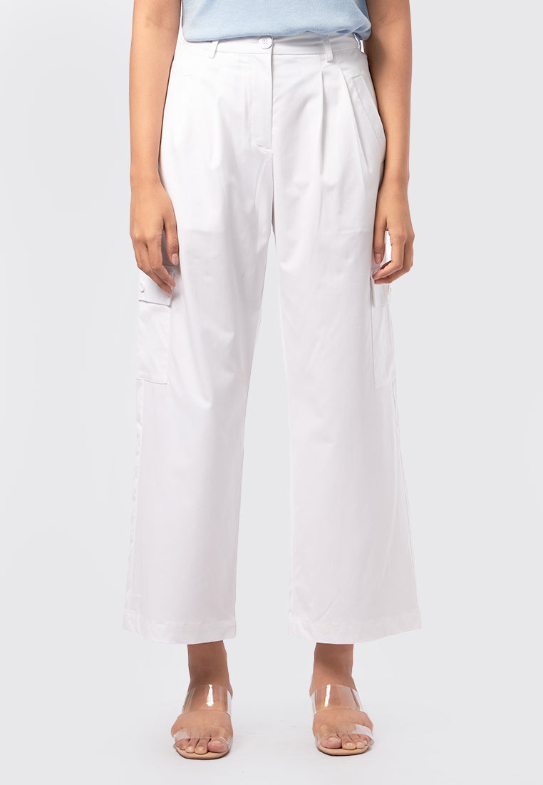 Straight Leg Cargo Pants Off White