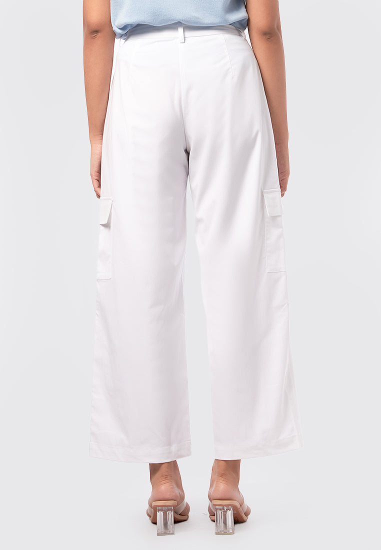 Straight Leg Cargo Pants Off White