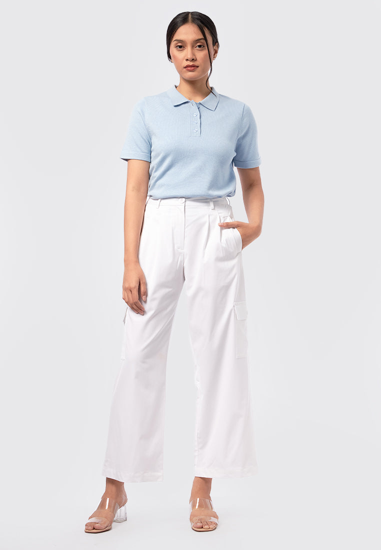 Straight Leg Cargo Pants Off White