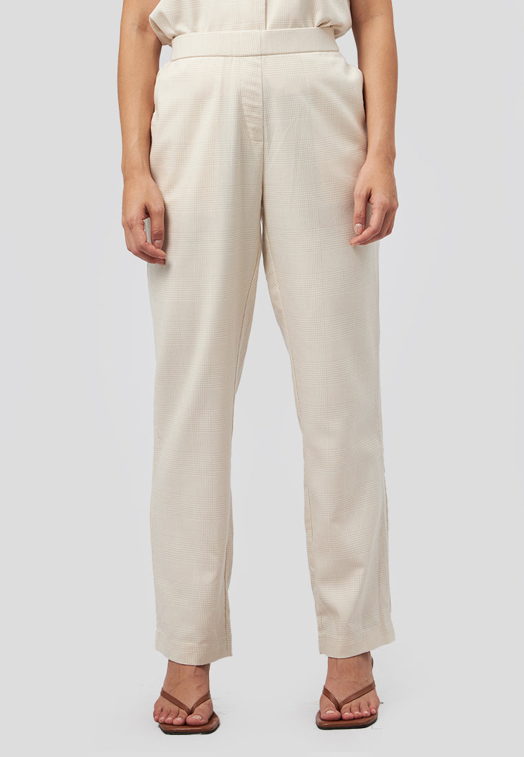 Tapered Fit Check Boston Pants Beige