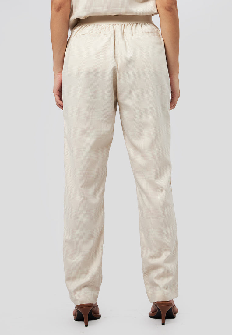 Tapered Fit Check Boston Pants Beige