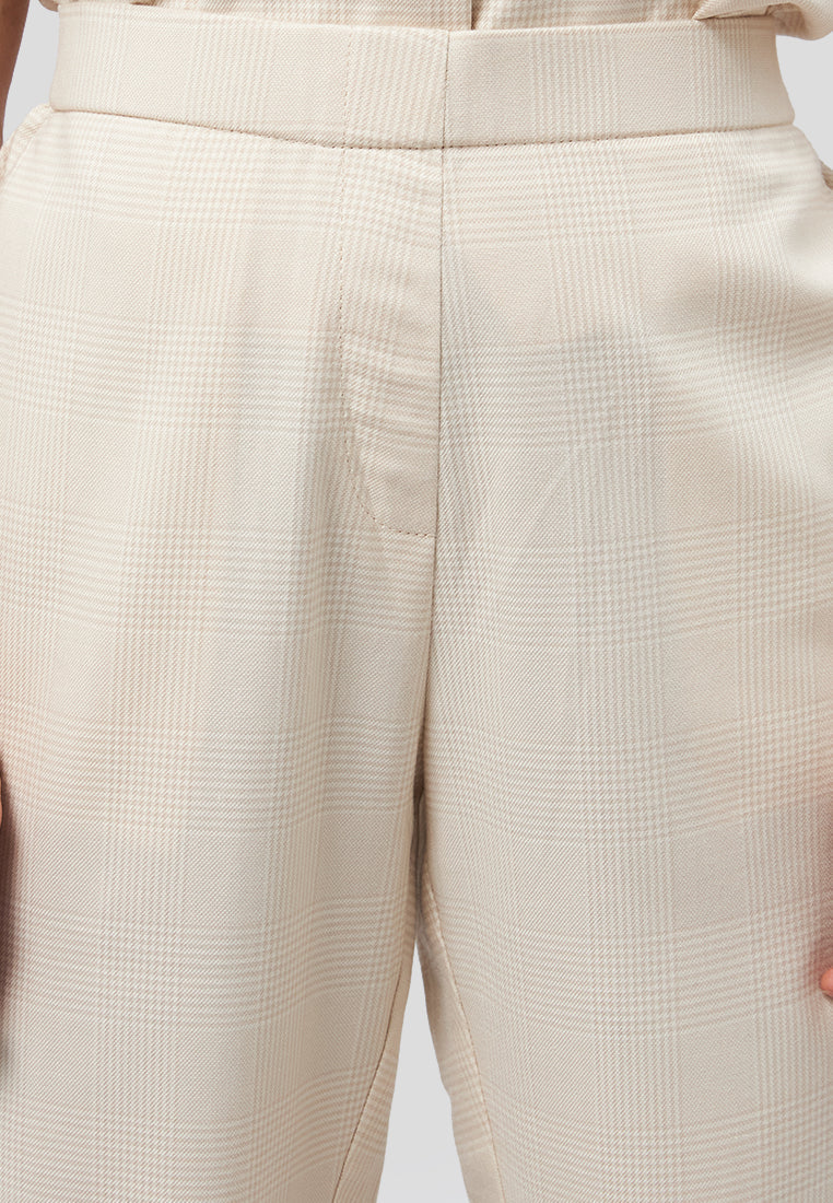 Tapered Fit Check Boston Pants Beige