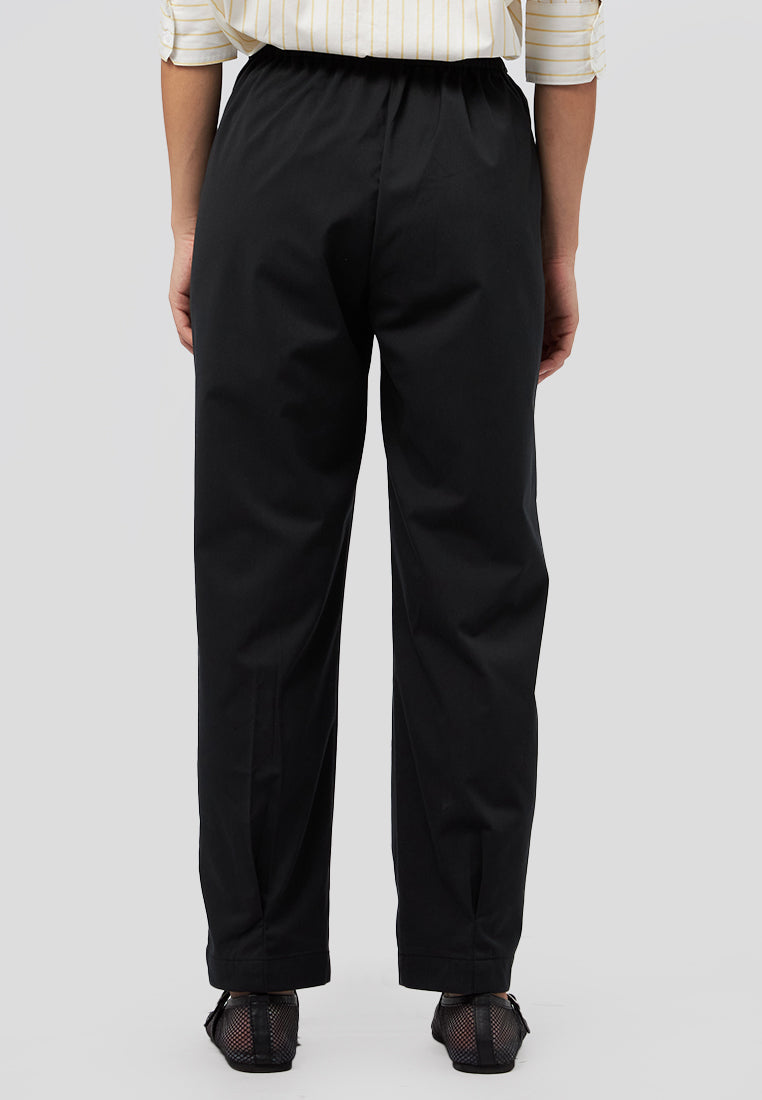 Darted Hem Regular Fit Pants Black