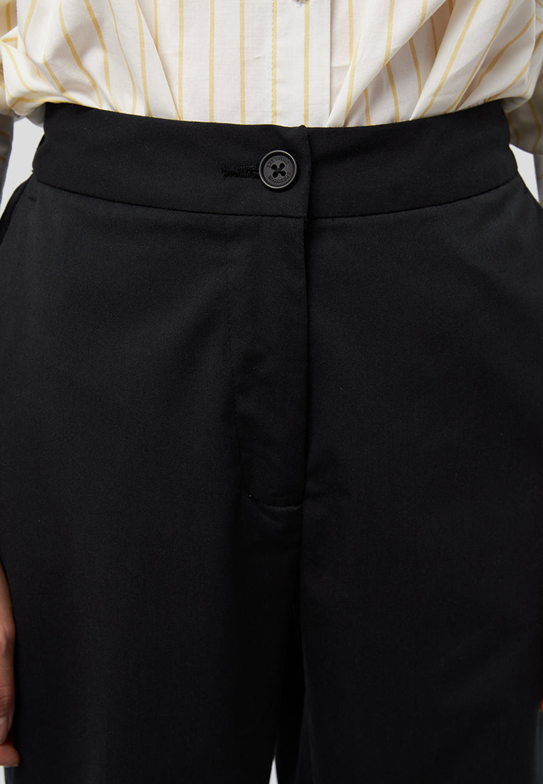 Darted Hem Regular Fit Pants Black