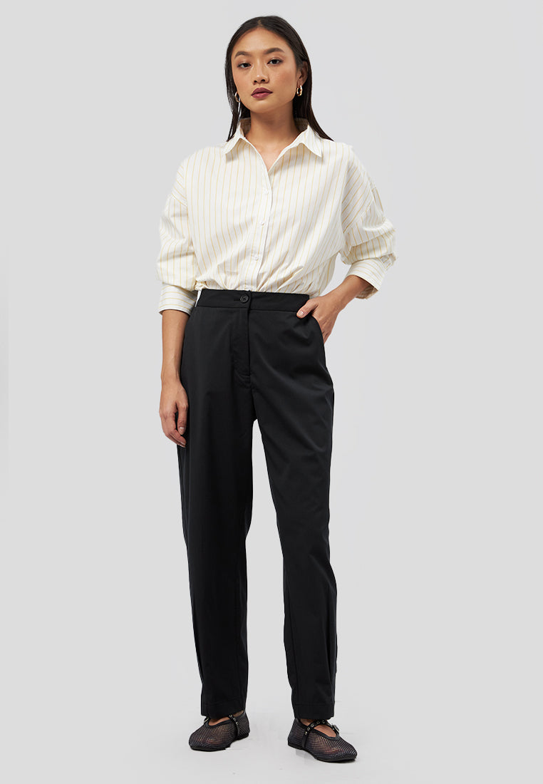 Darted Hem Regular Fit Pants Black