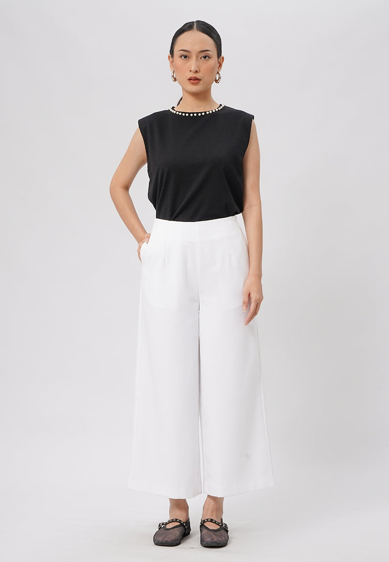 Regular Fit Culotte Pants Off White