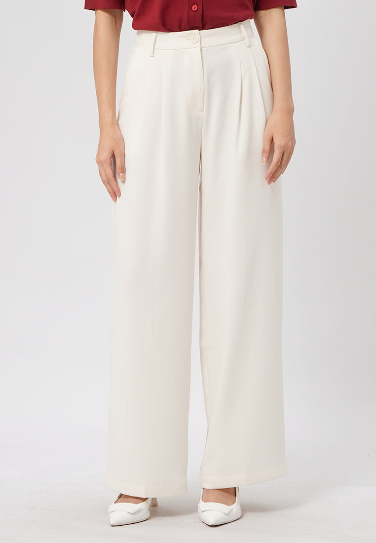 High Waist Wide Leg Pants Off White
