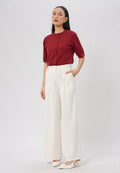 High Waist Wide Leg Pants Off White