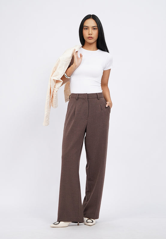 Loose Straight Pants with Front Pleats