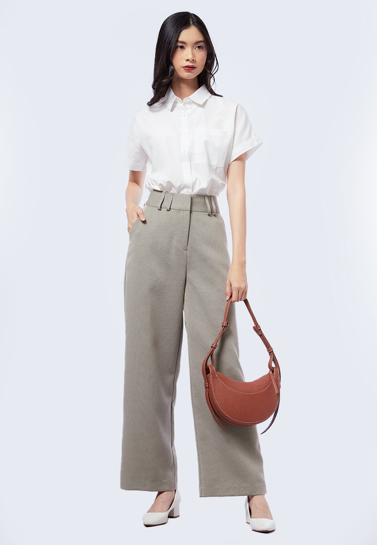 Straight Leg Herringbone Pants