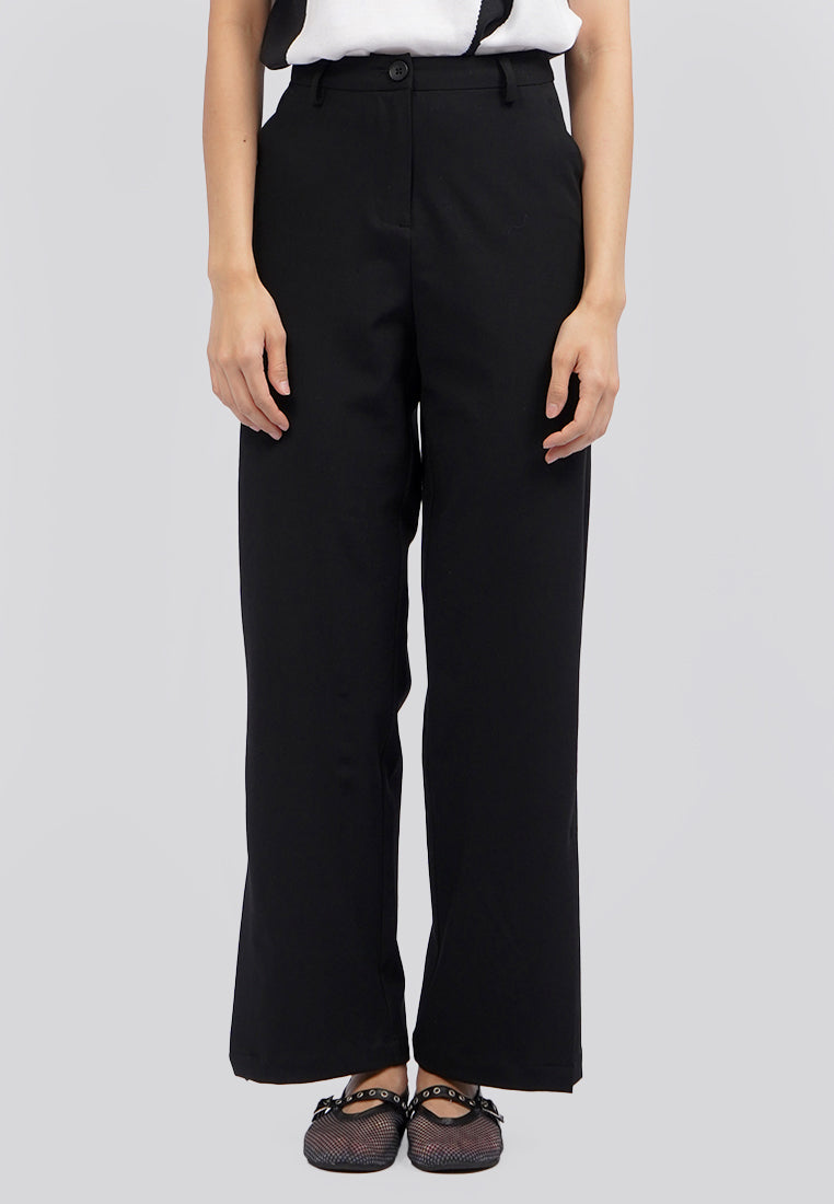 Straight Leg Trousers with Slit Details