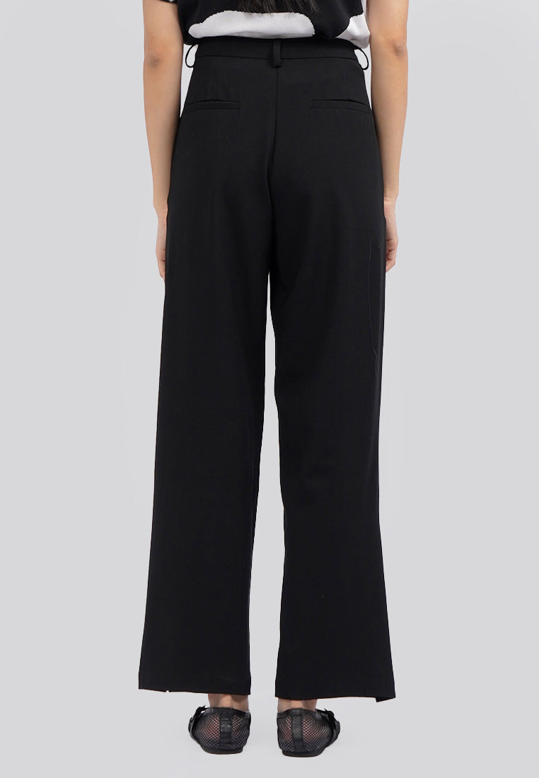 Straight Leg Trousers with Slit Details