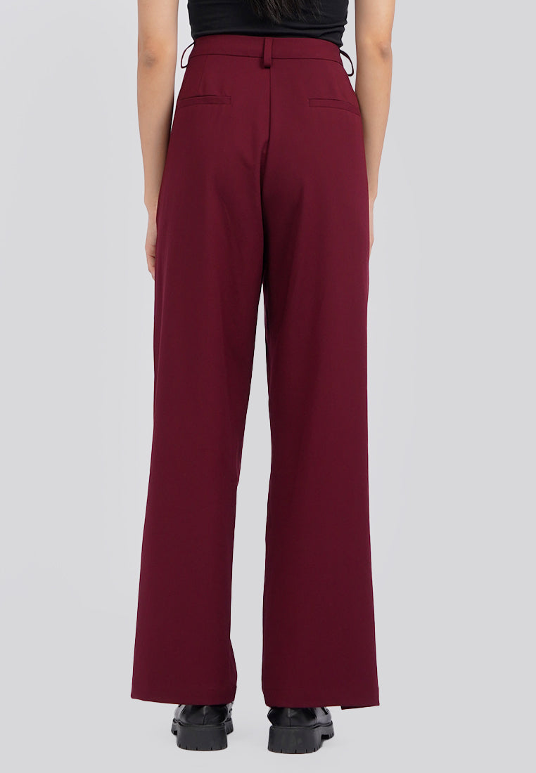 Straight Leg Trousers with Slit Details
