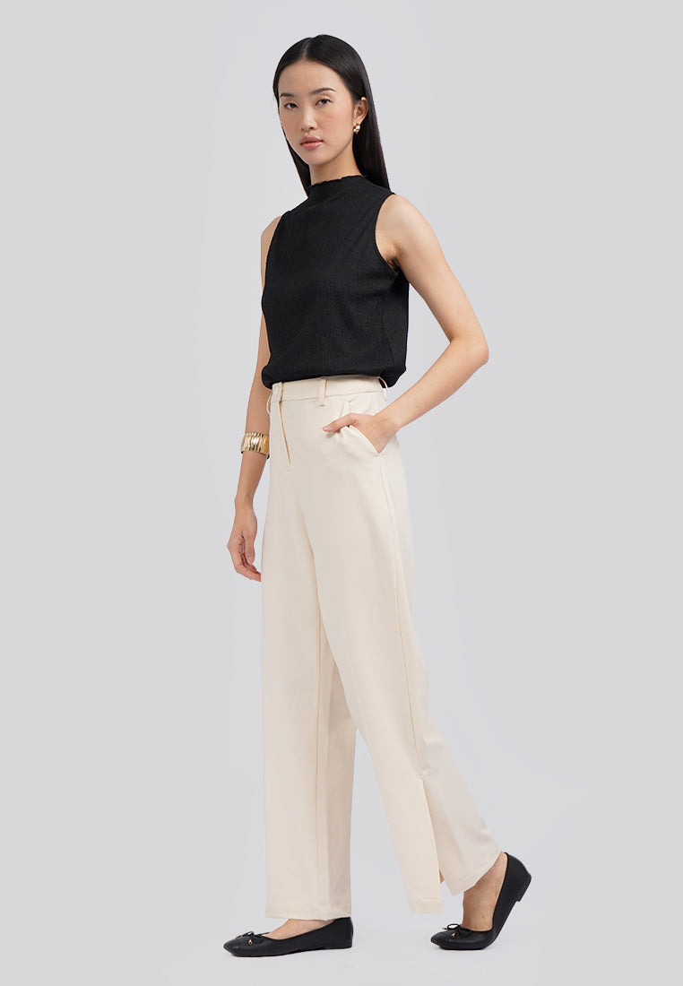 Straight Leg Trousers with Slit Details