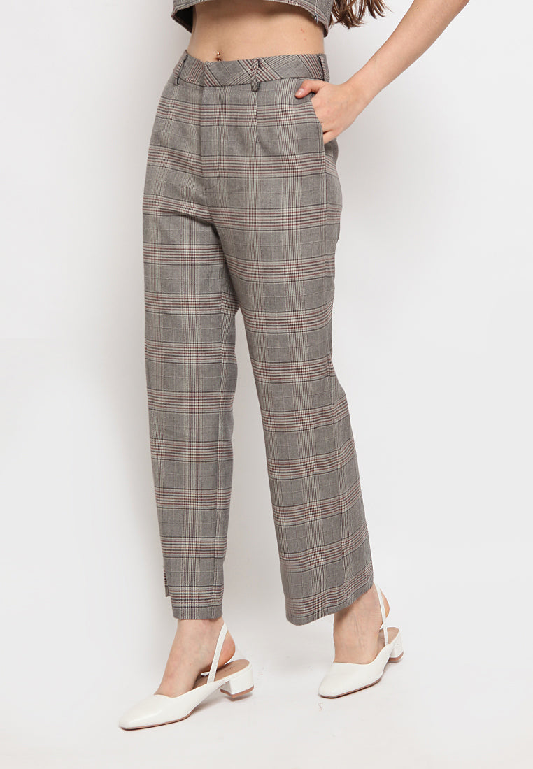 Straight checked pants