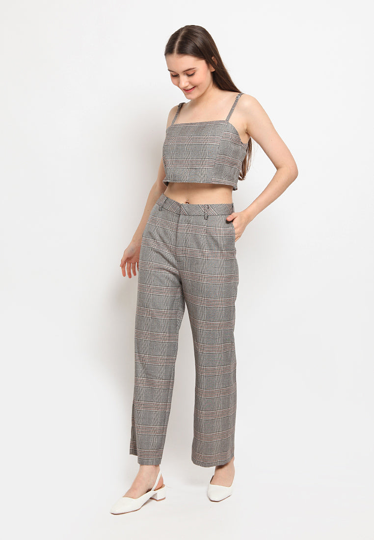 Straight checked pants