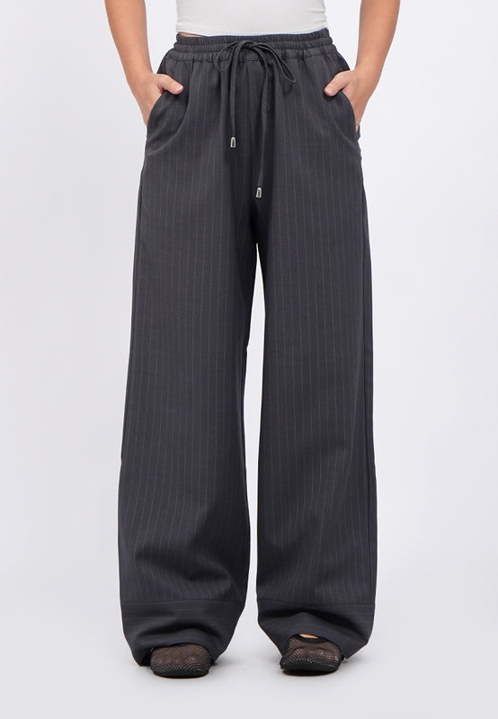 Elastic Waist Stripe Trousers