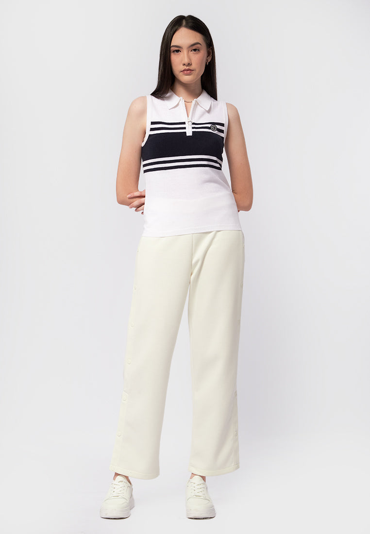 Sleeveless Knit Polo Top