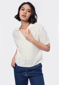 Textured Knit Polo Top