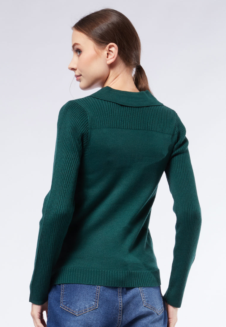 Long Sleeve Rib Polo Shirt