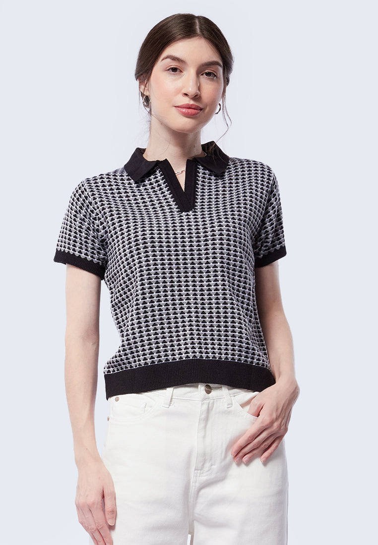 Short Sleeve Knit Polo Shirt
