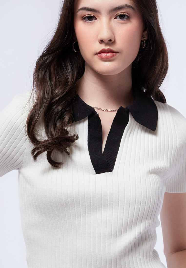 Contrast Collar Polo Shirt