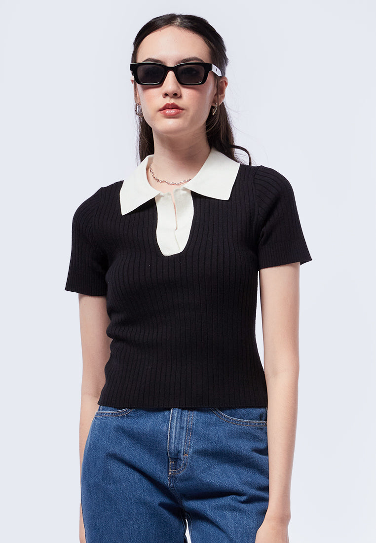 Contrast Collar Polo Shirt