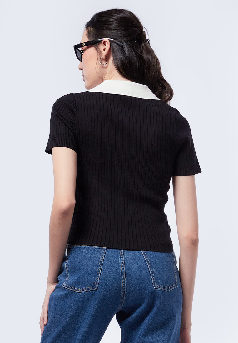 Contrast Collar Polo Shirt