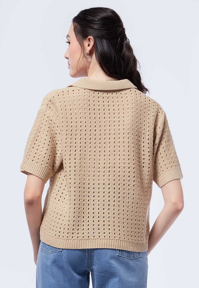 Textured Knit Polo Shirt