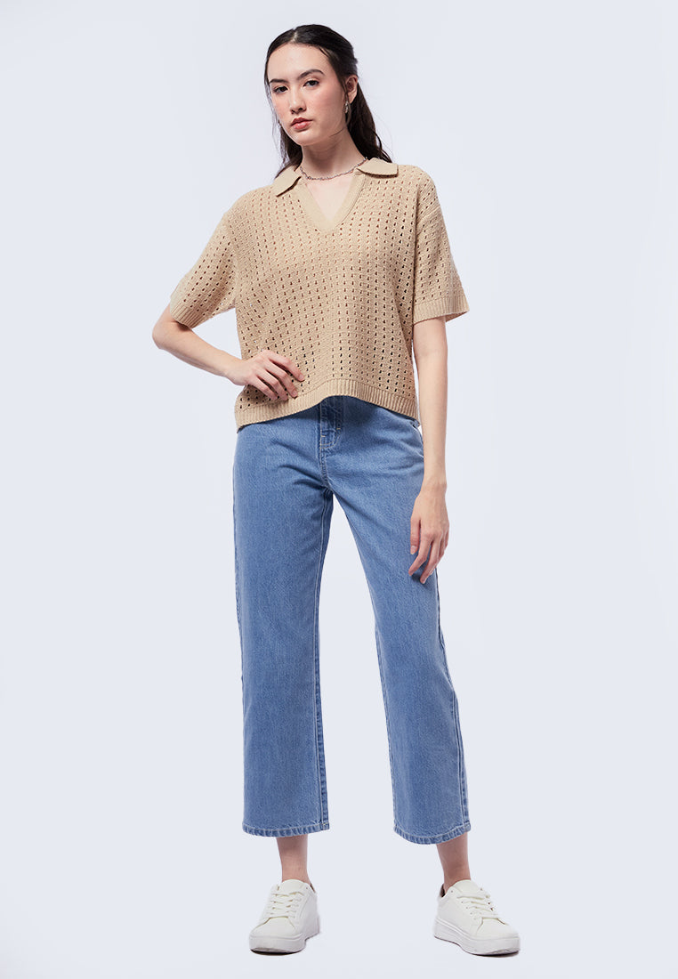 Textured Knit Polo Shirt