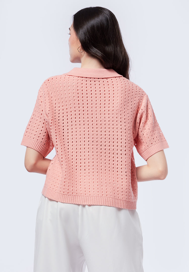 Textured Knit Polo Shirt