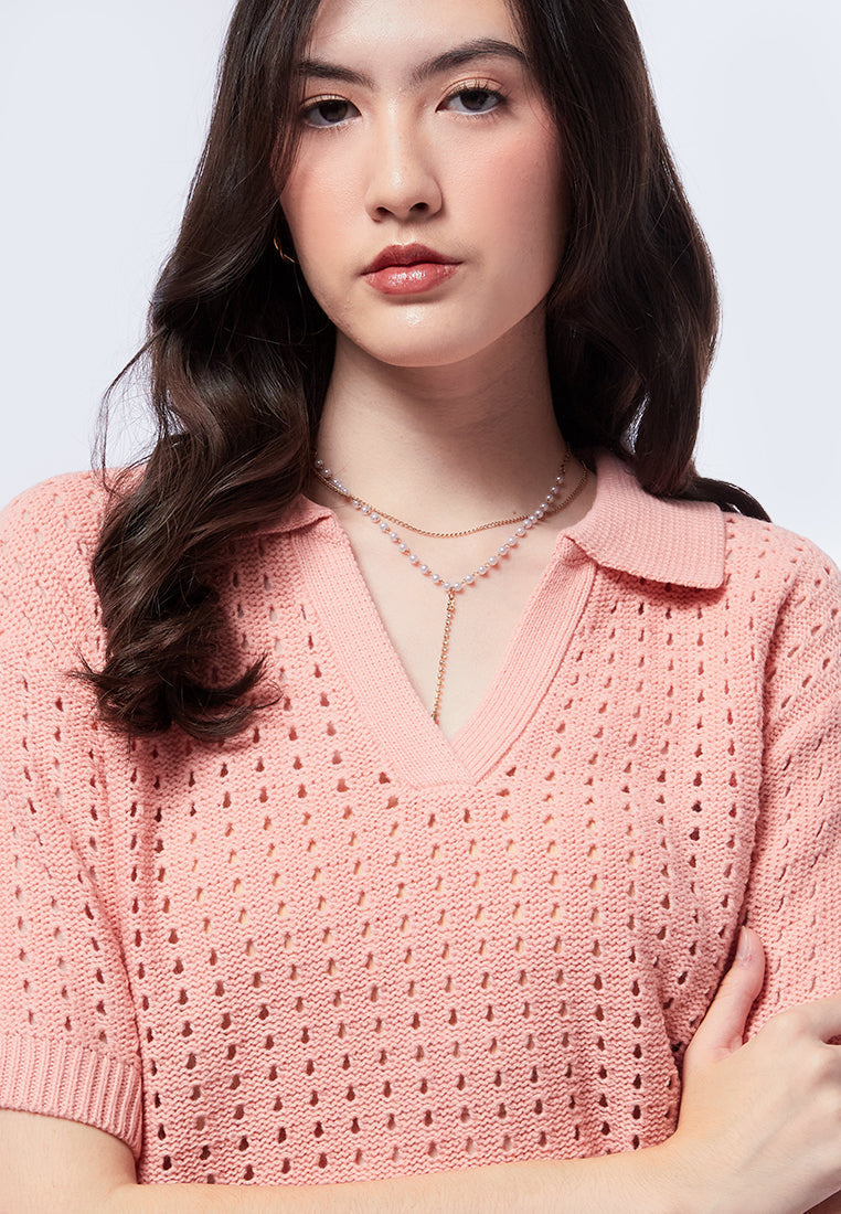Textured Knit Polo Shirt