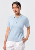 Short Sleeve Knit Polo Top Lt. Blue