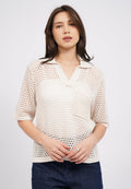 Openwork Short Sleeve Knit Top