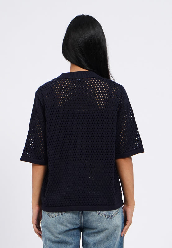 Openwork Short Sleeve Knit Top