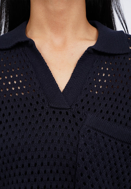 Openwork Short Sleeve Knit Top