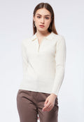 Zip Up Polo Knit Top